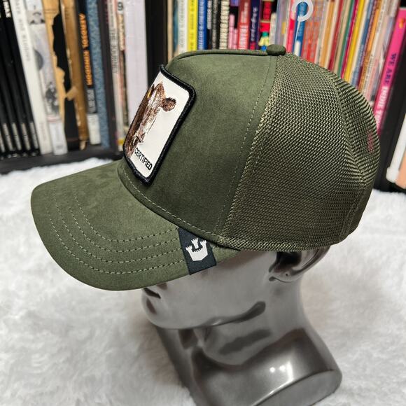 GOORIN BROS CERTIFIED THE SUEDE COW HAT / TRUCKER HAT MOSS GREEN - Picture 2 of 5